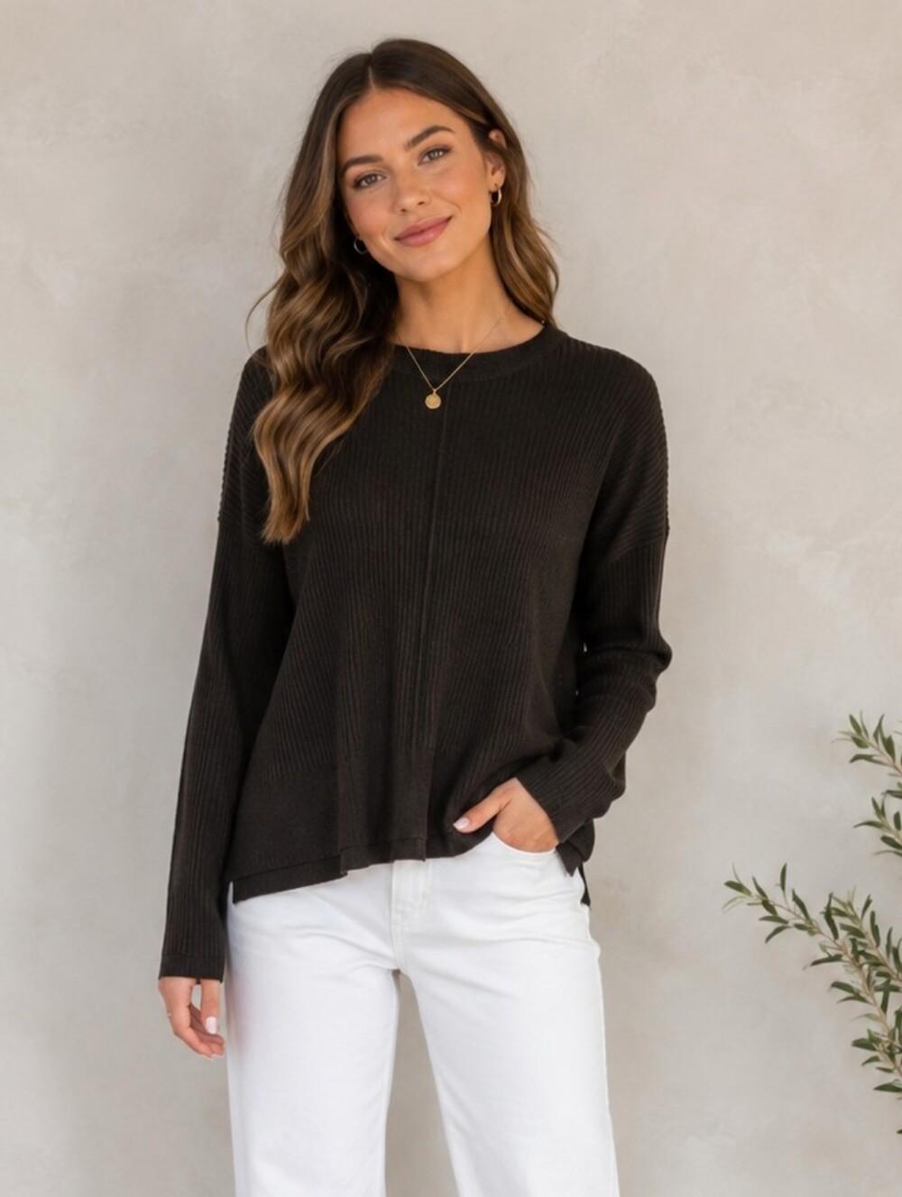 Splendid Ribbed Longsleeve Sweater-Lg